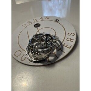 New Urban Outfitter Set Of 5 Stackable Rings Peace Sign, Ying & Yang Set Size 6